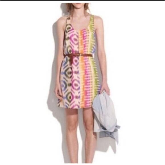 Size 0 silk Broadway & Broome rainbow aztec print sleeveless racerback sundress - Picture 1 of 3